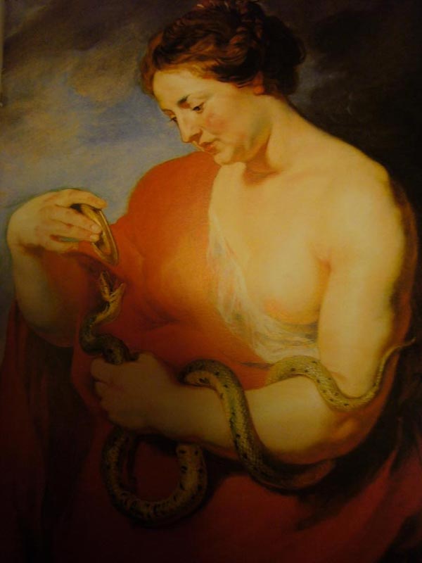 P.P. Rubens: Hygieia krmí posvátného hada- reprodukce z knihy