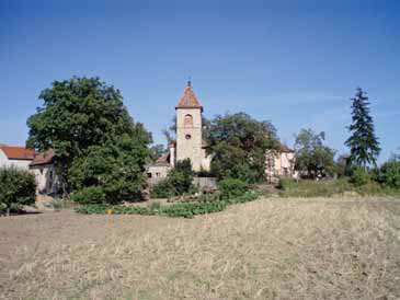 Pohled na obec a kostel sv. Prokopa